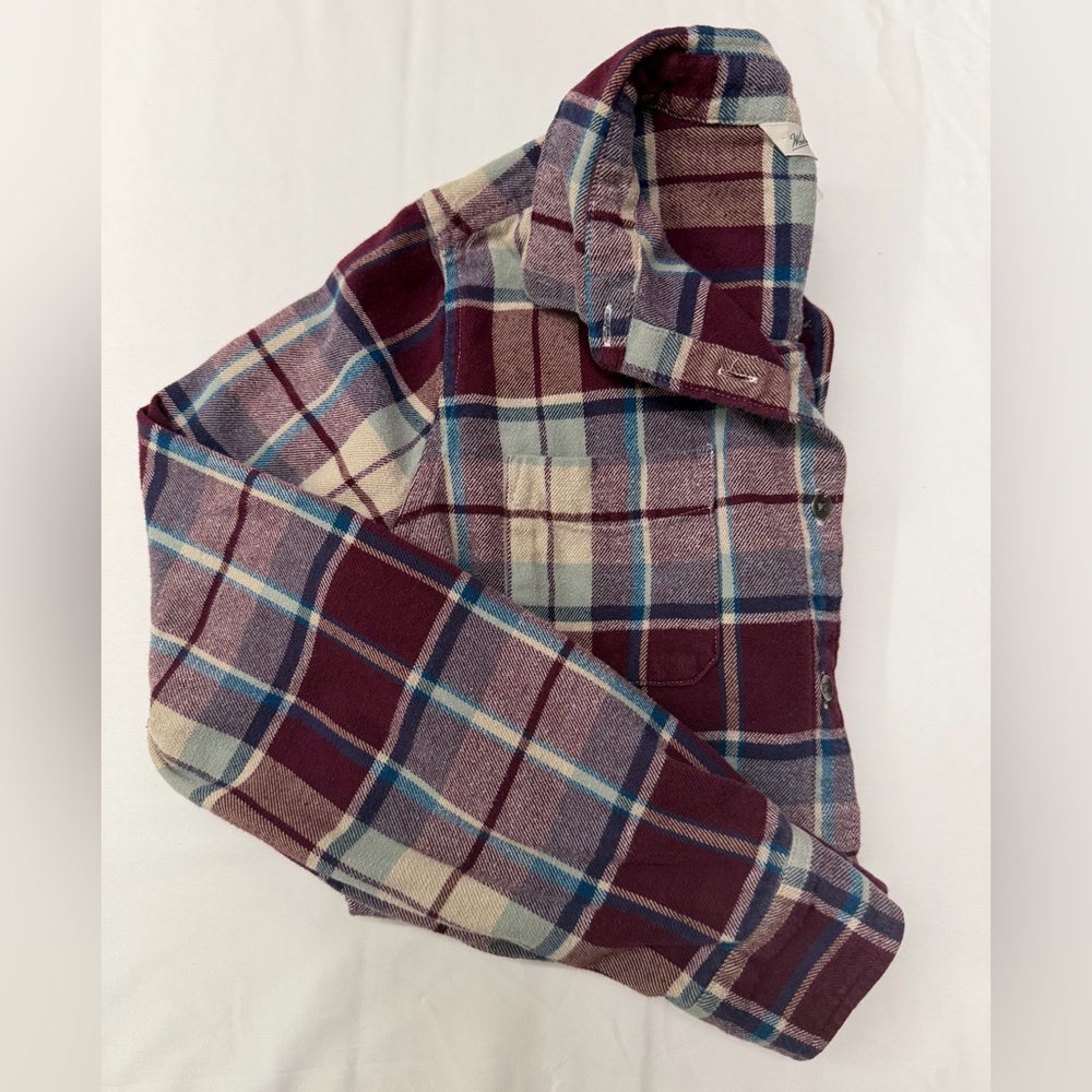 Woolrich Purple Plaid Flannel Women’s Button Up Size Medium EUC